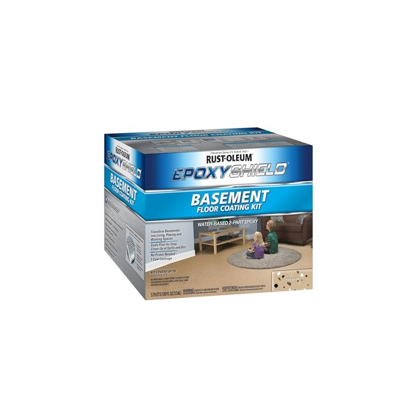 Rust-Oleum 391281 EpoxyShield Basement Floor Coating Kit, Gallon, Tan Satin