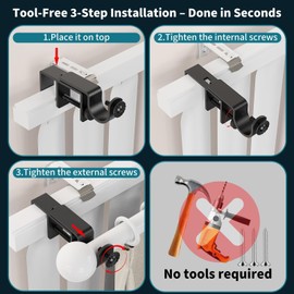 Over Blinds Curtain Rod Brackets for 1–2" Headrail Depth, Black 3PK