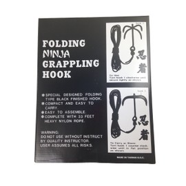 Fury Martial Arts FP03400 Folding Grappling Hook with Black Cord, Midnight Black