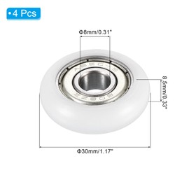 PATIKIL Nylon Pulley Wheel, 8.5x30x8mm 4 Pcs Ball Bearing Guide Roller Idler Pulley for Furniture Hardware Accessories and Sliding Door Window, White