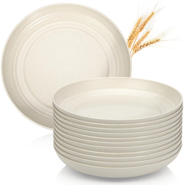 OAMCEG Unbreakable Wheat Straw Plates Reusable and Kid-Friendly Dinnerware for