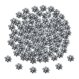 Iceyyyy 100Pcs Mini Christmas Bows - 1Inch Metallic Star Mini Gift Bow Mini Christmas Self Adhesive Bows for Gifts Wrapping Holiday Presents (Silver)