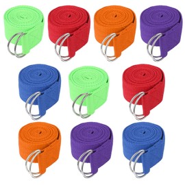 10 Pcs Yoga Strap for Stretching Bulk 6ft Exercise Stretch Band with Metal D Ring Adjustable Pilates Non Elastic Yoga Stretch Belt for Women Men Physical Fitness Gym Workout Dance