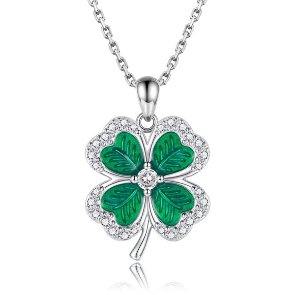 Shamrock St. Patricks Day Earrings Necklace 925 Sterling Silver Green