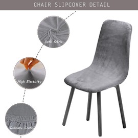 KELUINA Dining Room Chairs, Chair Covers, Set of 2/4/6, Shell Style Dining Room Chair, Mid Century Modern Chair, Sipcover, Padded Dining Room Accent Side Chairs Covers (Light Grey, 1.6 Pieces)