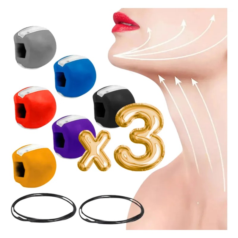 Ejercitador Mandibular Pelota Silicona Cara Cuello Set 3pz F