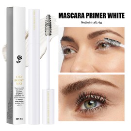 Mascara Primer White, 5D White Mascara Waterproof, Volumising & Curl Eyelash Primer for Extremely Long Eyelashes, Smudge-proof & Durable Mascara for Extra Volume, Eye Make-Up for Parties and Halloween