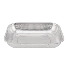 Natudeco Fruit and Vegetable Strainer Basket, Rectangle Stainless Steel Strainer, Rectangular Mesh Oil Basket (29x20cm)