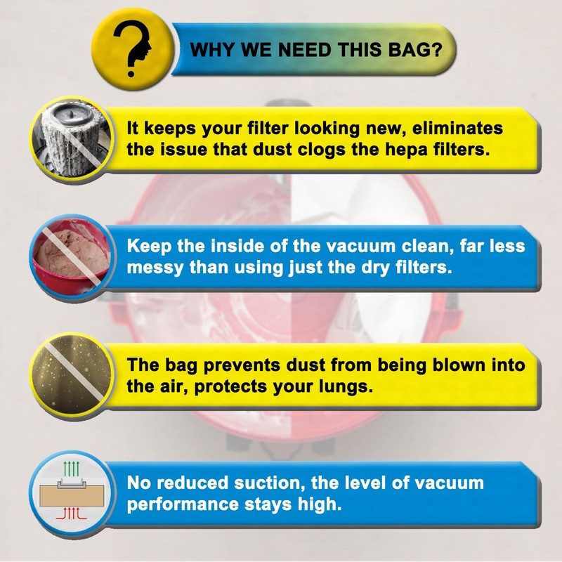 SpaceTent 6 Pack DXVA19-4101 Disposable Filter Bags for DEWALT 6,