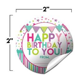 Happy Birthday to You Gift Tag Sticker Labels in Pastel Colors for Girls, 40 2" Party Circle Stickers by AmandaCreation, Also Great for Envelope Seals & Gift Bags