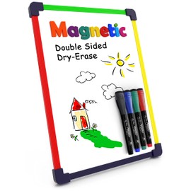 Small White Board Dry Erase Board for Kids Portable 9"x12" Lapboard Travel Drawing Magnetic Mini Whiteboard for Students Teachers School Supplies Small Dry Erase Board for Kids 4 Markers Included