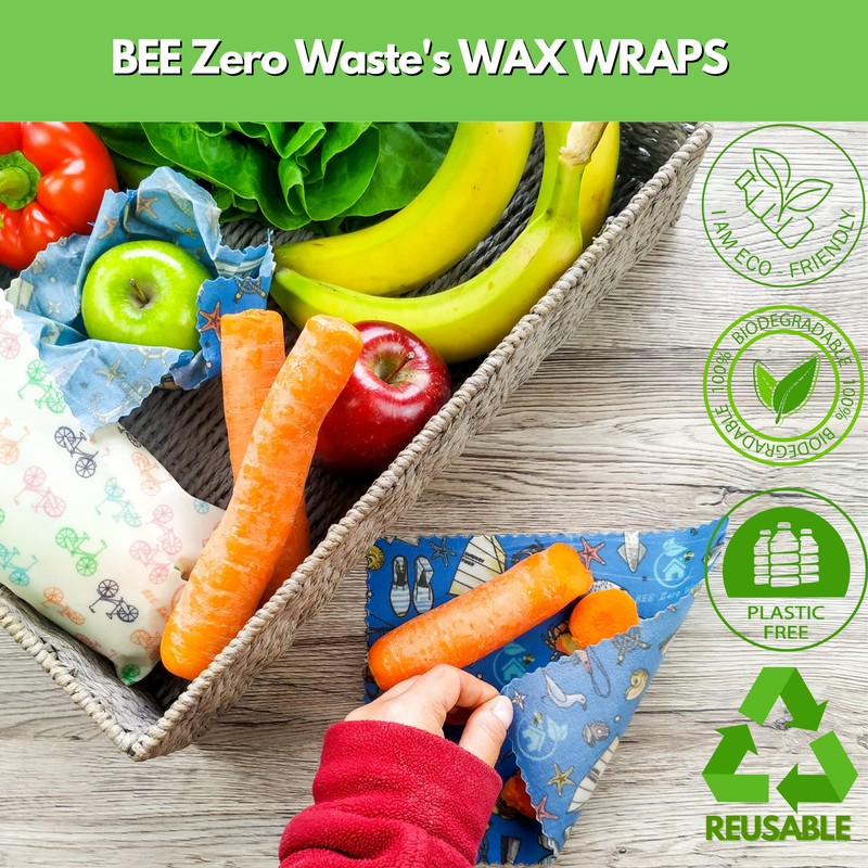 Beeswax Wraps |UK HANDMADE |Random Colours | BEE Zero Waste|
