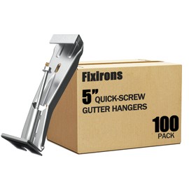 Fixirons Quick Screw Gutter Hangers 5 Inch- 100 Pack Gutter Support Bracket Hidden Gutter Hanger with Screw Gutter Clip Gutter Hook Fix Sagging Rain Gutters