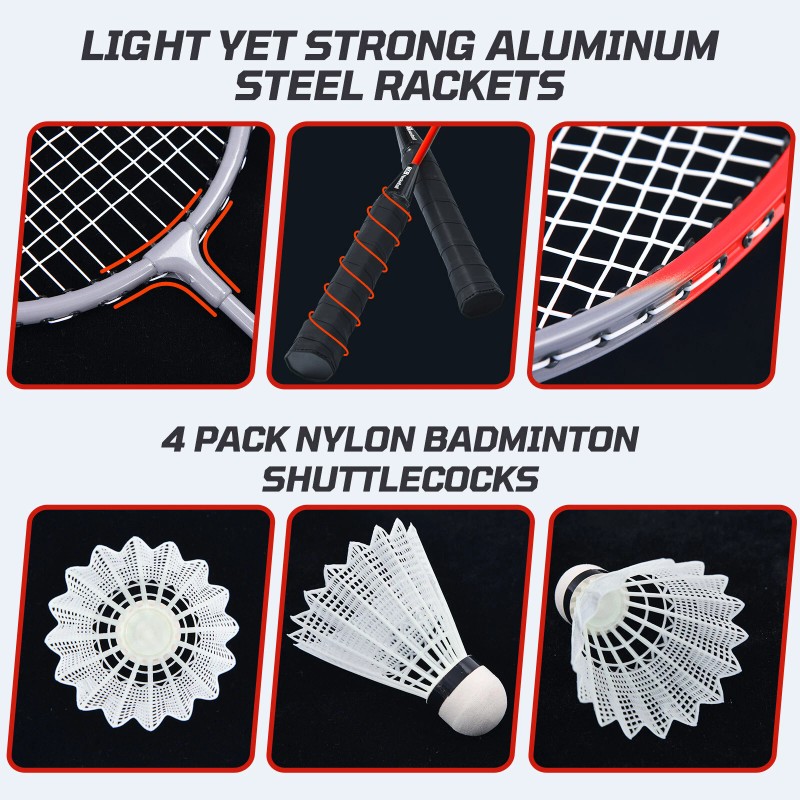 PATIASSY Professional Badminton Set for Backyard Portable Heavy Duty Poles