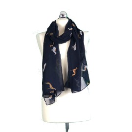 Pamper Yourself Now Navy with Different Coloured Greyhound Scarf