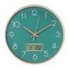BAKBRAND Wall Clock with LCD Display Non-Ticking Silent Quartz Movement
