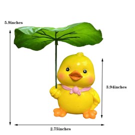QCTC Cute Duck Statue - Garden Decor, Resin Duck Figurine for Outdoor, Mini Pond/Flower Bed Ornament, Waterproof Yellow Duck