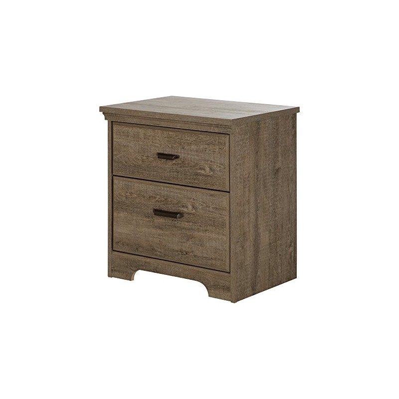 South Shore 9066060 Versa Weathered Oak 2-Drawer Nightstand