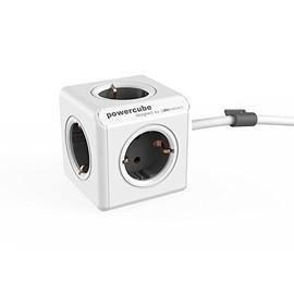 Power Cube Extended EU Grey, Socket Cube with 5 Sockets, Desk Mounting Kit and 1.5 m Cable, 230 V, 10 A Max.