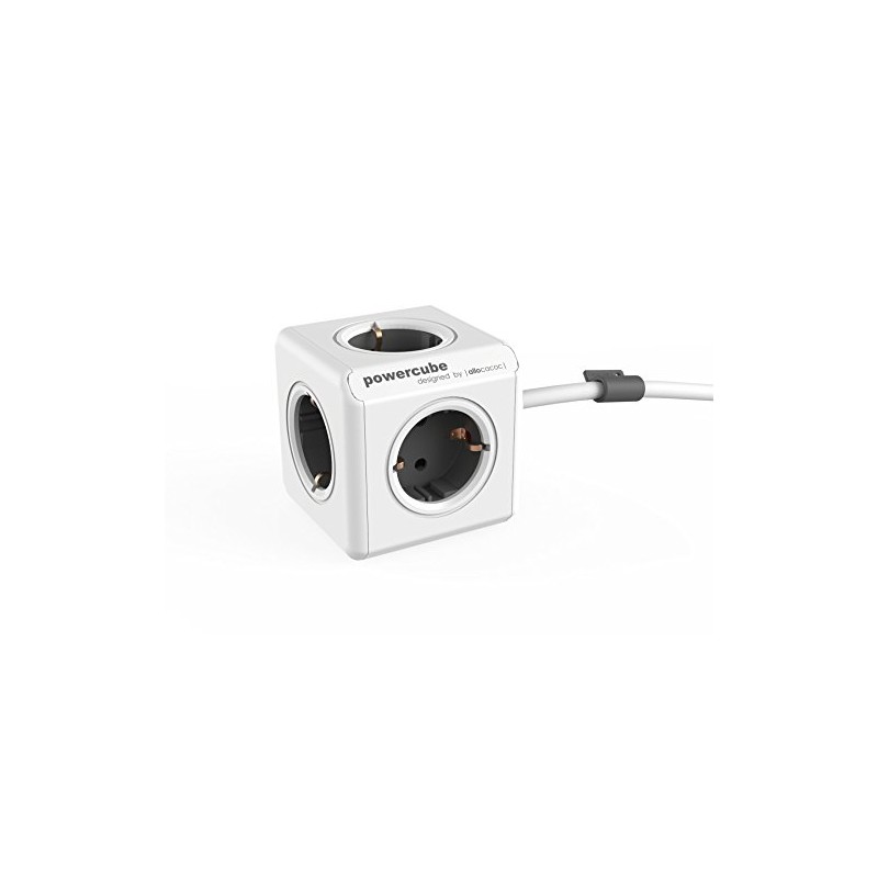 Power Cube Extended EU Grey, Socket Cube with 5 Sockets,