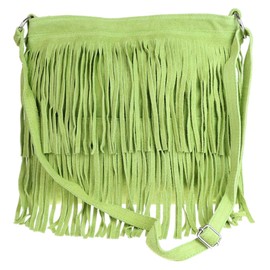 Girly Handbags Womens Large Suede Fringe Shoulder Bag Crossbody Slouch Light Green