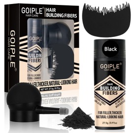 Verdickungsfaser-Set für Haar und Pump-Applikator, professionelles Frisierset 2 in 1 für Haar und Bart – Haarfasern, Haarverdichtungspuder für Männer (schwarz)