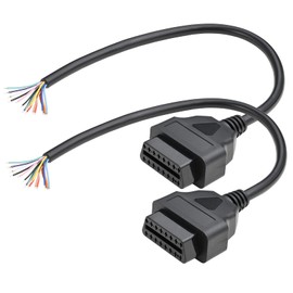 iKKEGOL Pack of 2 1ft Feet 30cm/12 16 Pin J1962 OBD OBDII OBD2 Female Connector Car Diagnostic Extension Cable Cord Pigtail DIY Mobley Adapter x 2