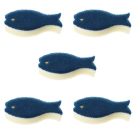 Marna Fish Sponge, Set of 5 (Sponge, Dishwashing/3 Layers) Kitchen Sponge, Dish Sponge, Kitchen Sponge (Navy) R463NV