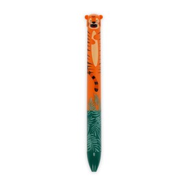 Legami - Two Tone Click & Clack Pen, Blue and Orange Ink, Click & Clack Pen, Ideal for School, Office, Cute Tiger Pen, Gift Idea, Children Adults, Two-Tone, 1 mm Tip Diameter