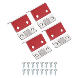PATIKIL Cabinet Magnetic Catch, 4 Pack Stainless Steel Ultra Thin Adhesive Cabinet Door L-Shaped Magnetic Catch for Kitchen Drawer Closet Door Closing, Silver Tone