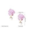 Chanaiqw Flower White Pearl Stud Drop Dangle Earrings for Women