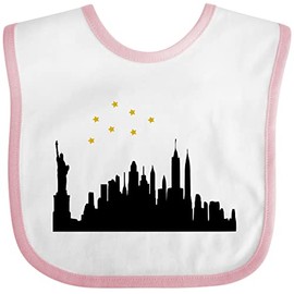 inktastic New York Skyline Baby Bib White and Pink 3c962