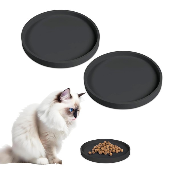 Pet Silicone Food Mat, Set of 2 Round 5.9" x