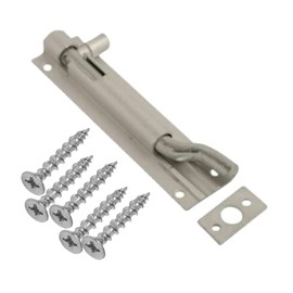 Door Bolts Aluminum Cranked Door Bolt 100mm 4 Inch Door Latch with Screws Tower Bolt Locks for Bedroom Bathroom Toilet Shed Gate Cupboards and Cabinets Pack of 1.