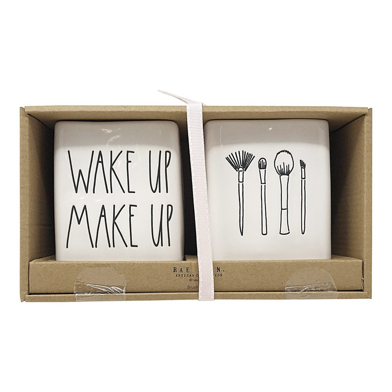 Rae Dunn Set of 2 Ceramic Brush Cup Holders (Make