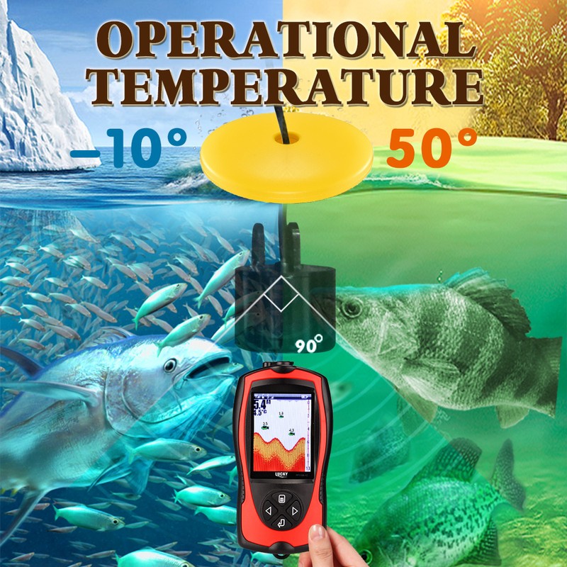 LUCKY FF1108-1CT Portable Fish Finder 100M/300FT Depth Fish Alarm Wired