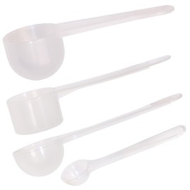 ONLYKXY 4pcs Clear Long Handle Plastic Measuring Spoons Coffee Protein Milk Powder Scoops Spoon Kitchen Tools (1g/3g/5g/10g)