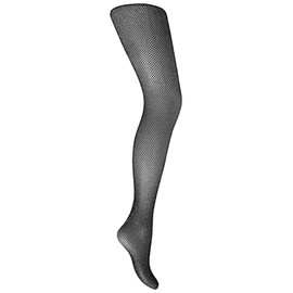 MYSASI Women's Sparkly Sexy Fishnet Tights (L, Black & Silver Glitter)