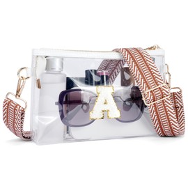 APHISON Clear Bag for Stadium Events,Letter Small Clear Purses for Women Stadium Approved Crossbody Transparent Bag for Concerts Sports White-A