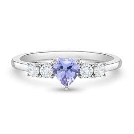 Simulated Birthstone Heart Solitaire Size 2-5 Baby / Kids Ring - Sterling Silver:_06 - Jun_4