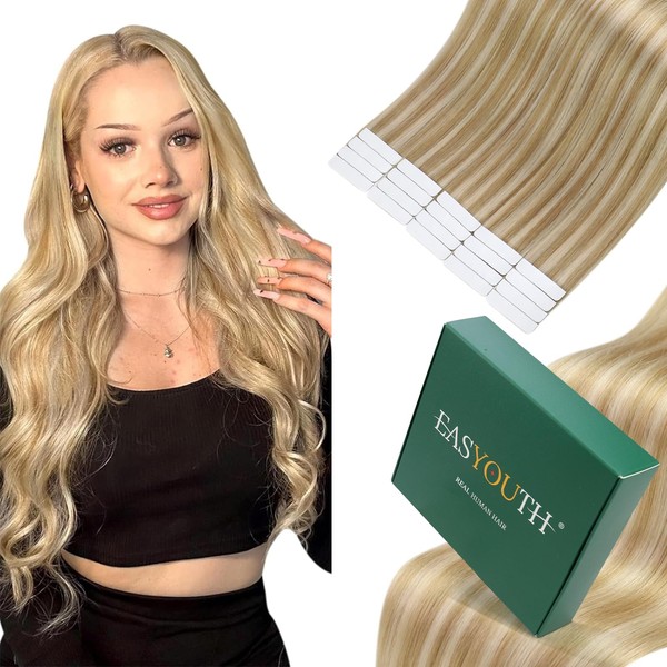 Easyouth #27P613 Real Hair Tape-In Brazilian Extensions, Ombre Mix of