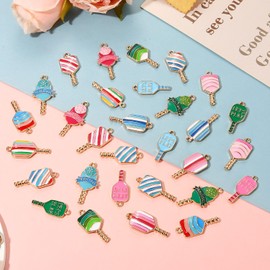 30PCS Pickleball Charms for Jewelry Making, Pickleball Necklace Bracelet Earrings Making Charms Bulk, Enamel Pickleball Paddle Pendant Charms for DIY Pickleball Accessories Crafts Jewelry Gifts