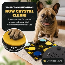 KUL KING’S Dog Buttons for Communication, 8 Dog Talking Buttons, 16 Batteries, Waterproof Non-Slip Dog Buttons Mat, Training Manual, Stickers, 30s Voice Recordable, Cat & Dog Communication Buttons