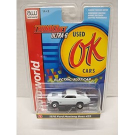Auto World SC377-1A OK Used Cars 1970 Mustang Boss 429 HO Scale Electric Slot Car - Light Blue