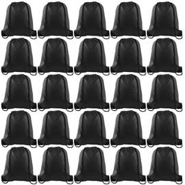 TUPARKA 25Pcs Drawstring Backpack Bags String Backpack Sport Bag Sack Cinch Tote Gym Backpack Bulk for Gym Sport Traveling,Black