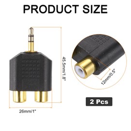 sourcing map RCA to Speaker Wire Connector, 3.5mm Male to 2 RCA Female Audio Connector Dual RCA Adapter Video Cable Splitter RCA Converter Black 2pcs