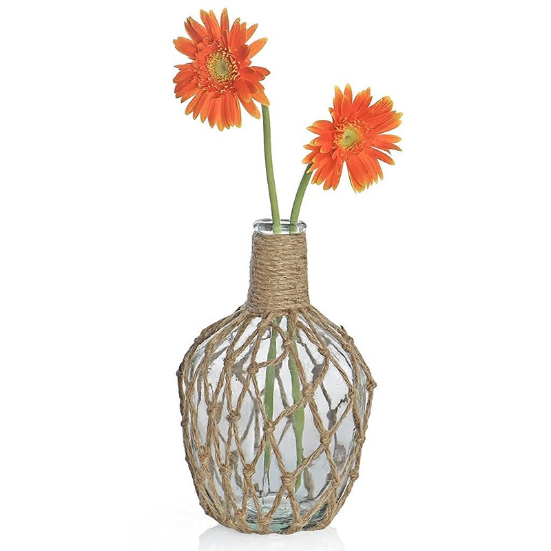 MDLUU Glass Jug with Twine 10" Tall, Flower Vase with