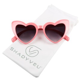 ShadyVEU Trendy Heart Shaped Love Colorful Baby Girl Toddler Ages 2-6 Yrs. Oversize Kids Sunglasses (Coral, Black Lens)