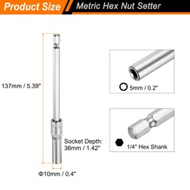 HARFINGTON 2pcs 1/4" Power Nut Driver Drill Bit 5mm Metric Hex Nut Setter Quick-Change Socket Wrench Screw CR-V Steel Nut Impact Driver Adapter for Screwdriver Power Tools