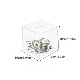 Klmnop Piggy Bank for Adults, Clear Acrylic Piggy Bank Must Break to Open, Unopenable Money Bank for Saving Money(10cm)